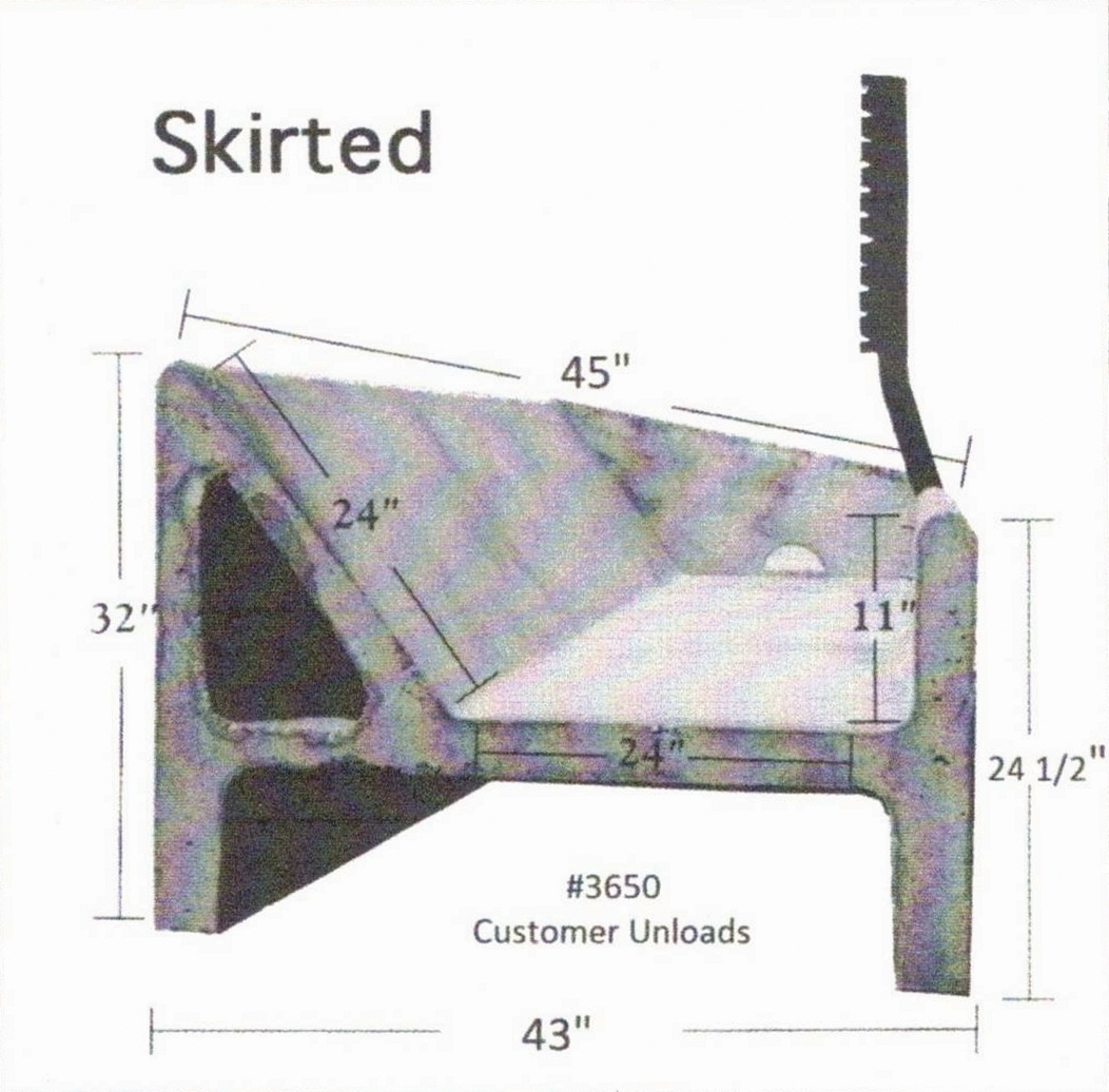 Skirted feed bunk dimension diagram